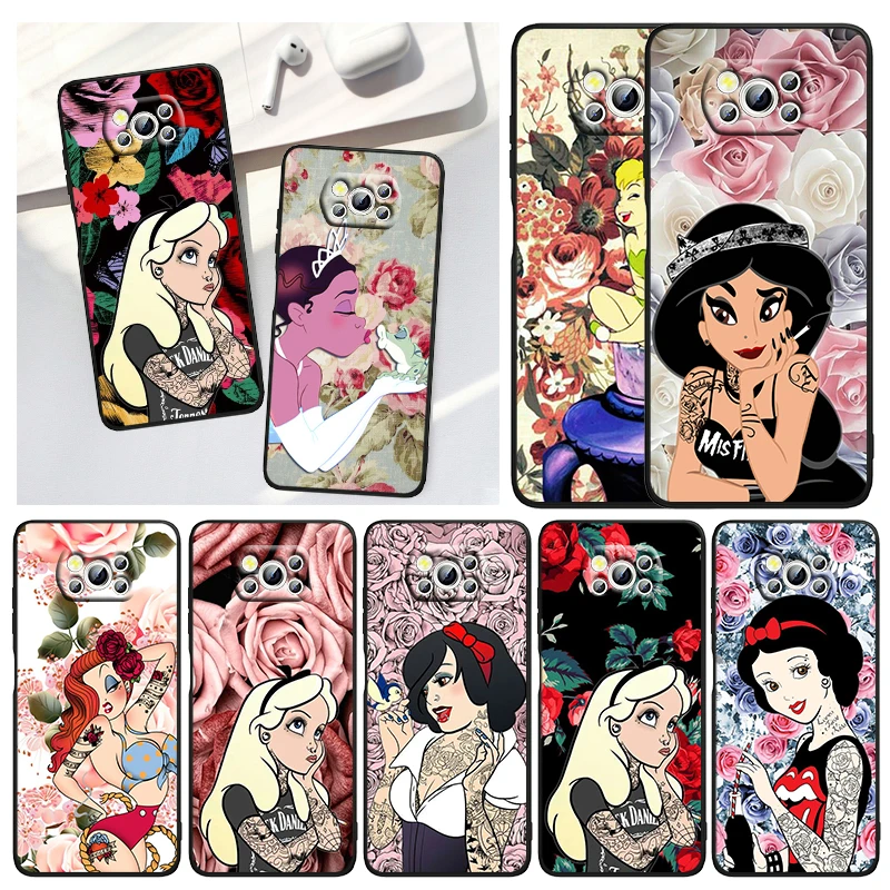 

Disney Cartoon Animation Alice Princess For Xiaomi Civi Mi Poco X3 NFC F3 GT M3 M2 X2 F2 Pro Silicone Black Phone Case