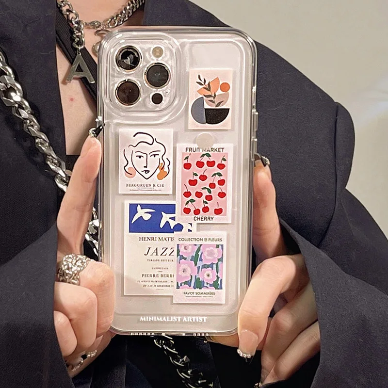 

Transparent Illustration Silicone Camera Protective Phone Case for IPhone 13 Pro Max 12 11 XR XS 7 8 Clear Shockproof Slim Cover