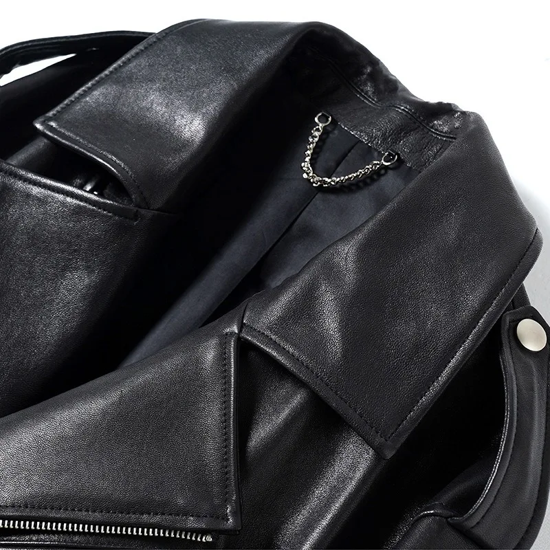 2024 новая стильная кожаная куртка из овечьей кожи растительного дубления