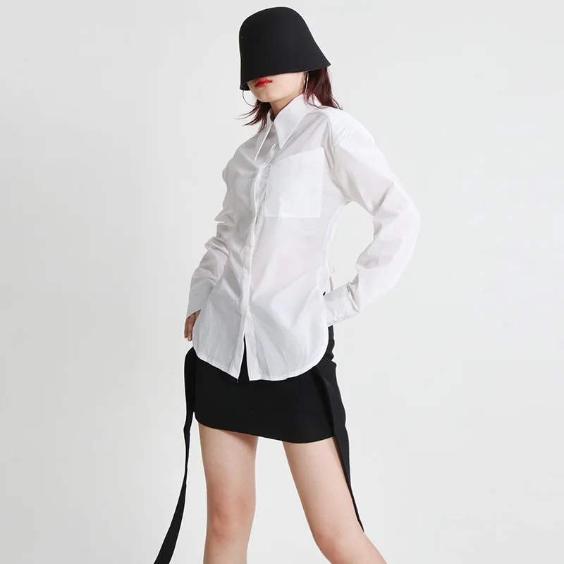 

EDGLuLu Turn-down Collar Long Sleeve White Blouse Women 2022 Women Shirts Blouses Casual Office Lady Button Shirt Tops Blusa0924