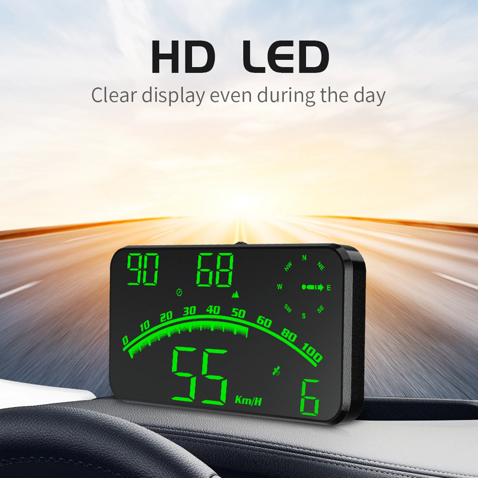 

Auto HUD Head Up Display GPS Beidou Car Hud Speedometer Compass Altitude Car Projetor Over Speeding Alarm System