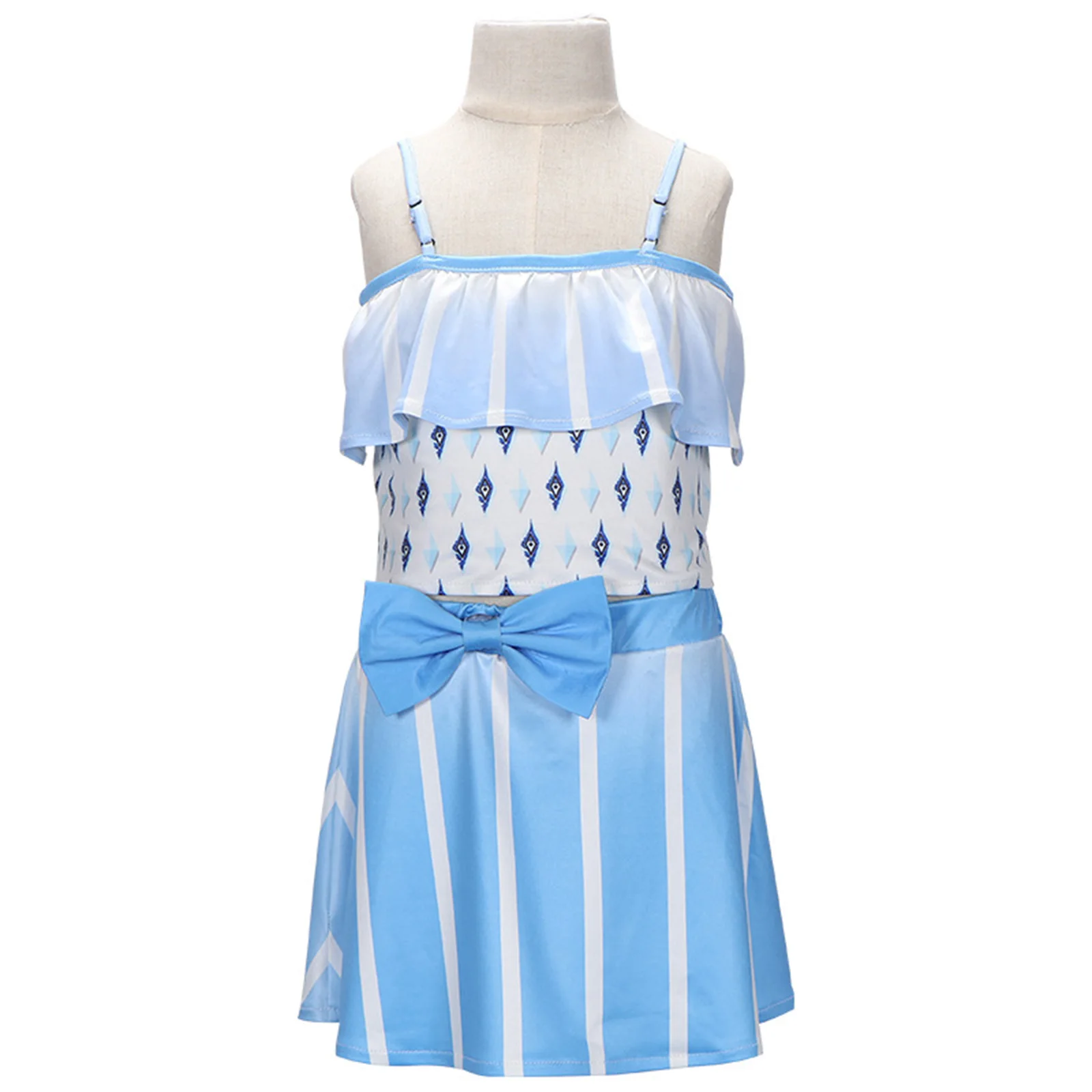 Anime Elsa Swimming Suit Summer Strap Set Cosplay Costume for Girl With Cap Sexy spaghetti strap Ruffles Beach Dress Halloween
