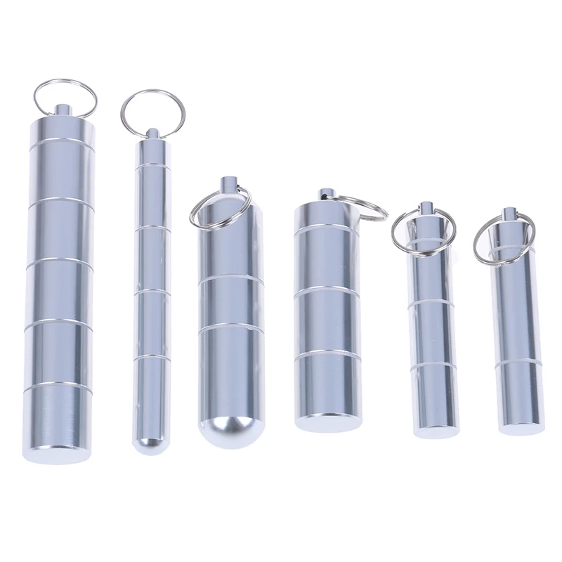 

1PCS Portable Pill Box Case Bottle Holder WaterProof Aluminum Capsule Container Keychain Pill Box Organizer