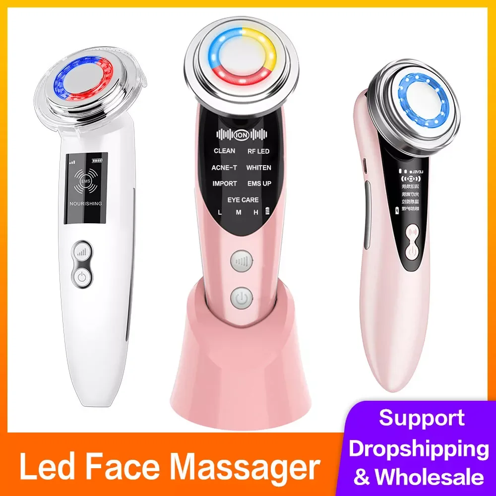 

EMS Facial Massager LED Light Therapy Sonic Vibration Wrinkle Removal Skin Tightening Hot Cool Treatment Skin Care Beauty Device