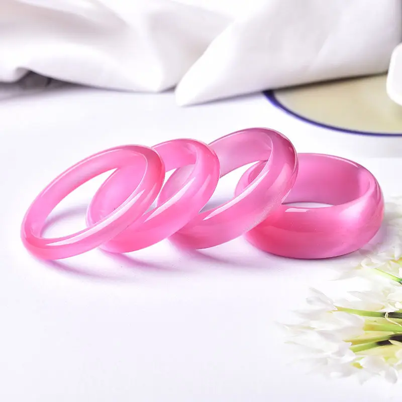 New Natural Pink Opal Bracelet Fashion Wide Genuine Women's Korean Simple