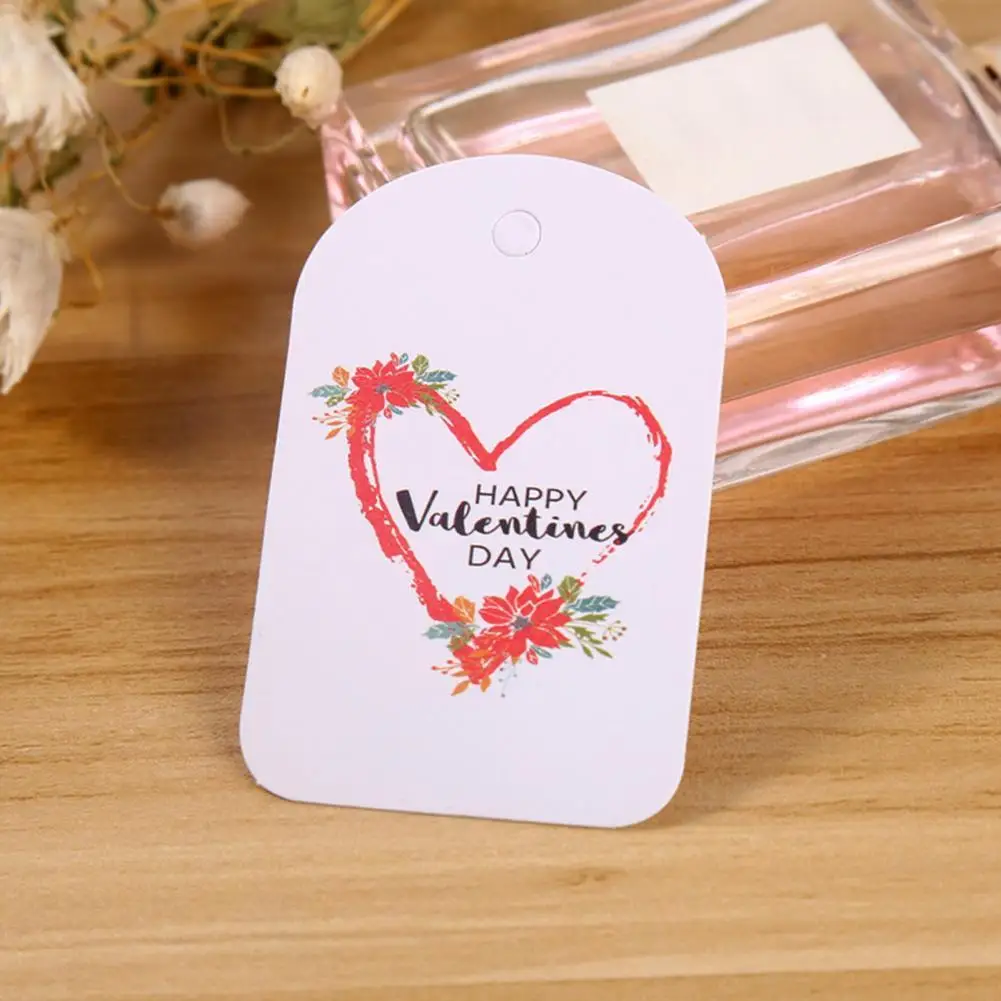 

100Pcs Valentine Gift Tags Prepunched Easy to Use Fine Workmanship Valentine's Day Gift Tags for Wedding Wrapping Party