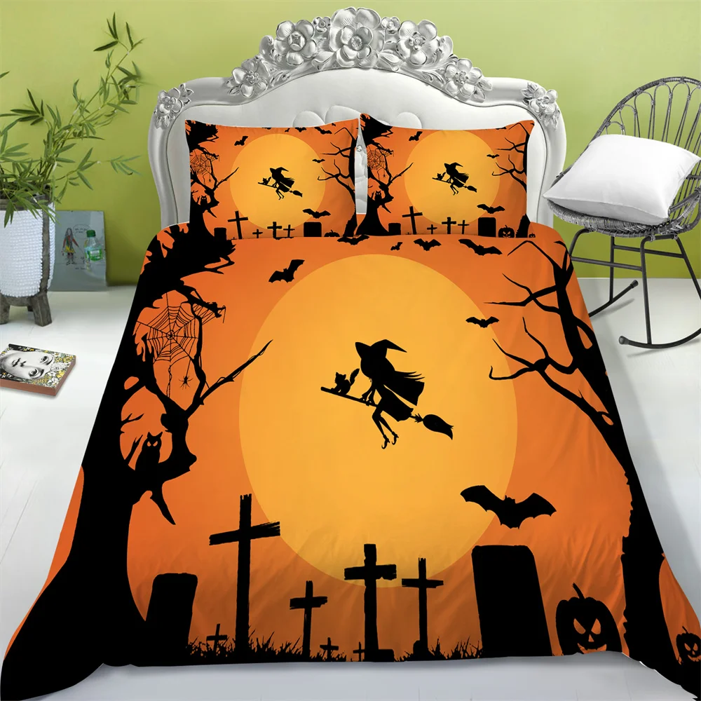 

Pumpkin Pattern Bed Covers Halloween Style Bedding Cover Suits Children King Size Home Textiles Newly Quilt Suit