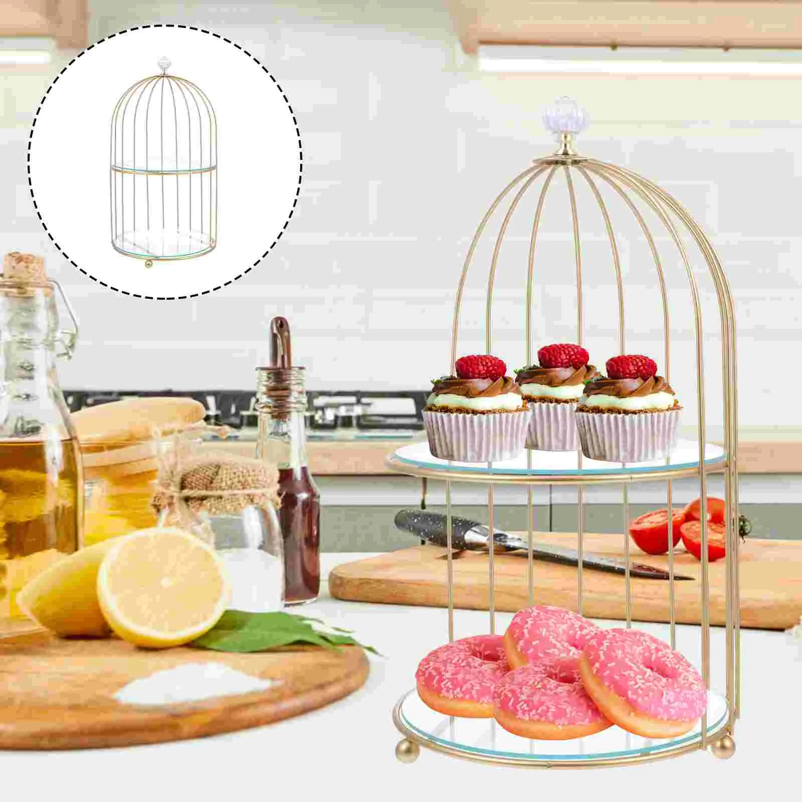 Поднос для демонстрации торта в виде птичьей клетки органайзер макияжа