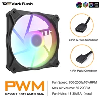 Darkflash 4Pin PWM 3Pin ARGB Computer Heatsink Cooler Radiator 12cm Cooling Fan for Chassis Case Water Cooling Accessories