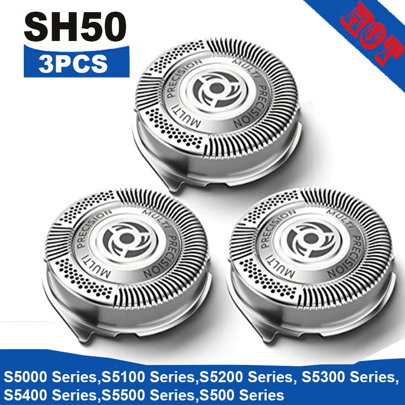 3PCS Replacement Shaver Head SH50 for Philips Razor Blade SH50/52 S5380 S5571 S5420 S5090 S5000 S510 S530 SH30-5 Series