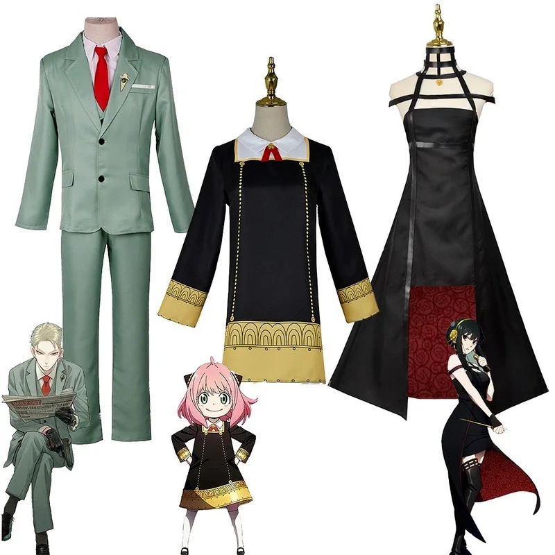 

Anime Spy X Family Yor Forger Cosplay Costume Black Dress Suit Full Set Outfit Halloween Anya Forger Loid Forger Cosplay Party