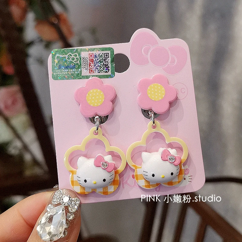 

Hello Kitty Cartoon Jewelry Girls' Non-Piercing Ear Clip Anti-Pain Eardrops Trendy Children's Jewelry