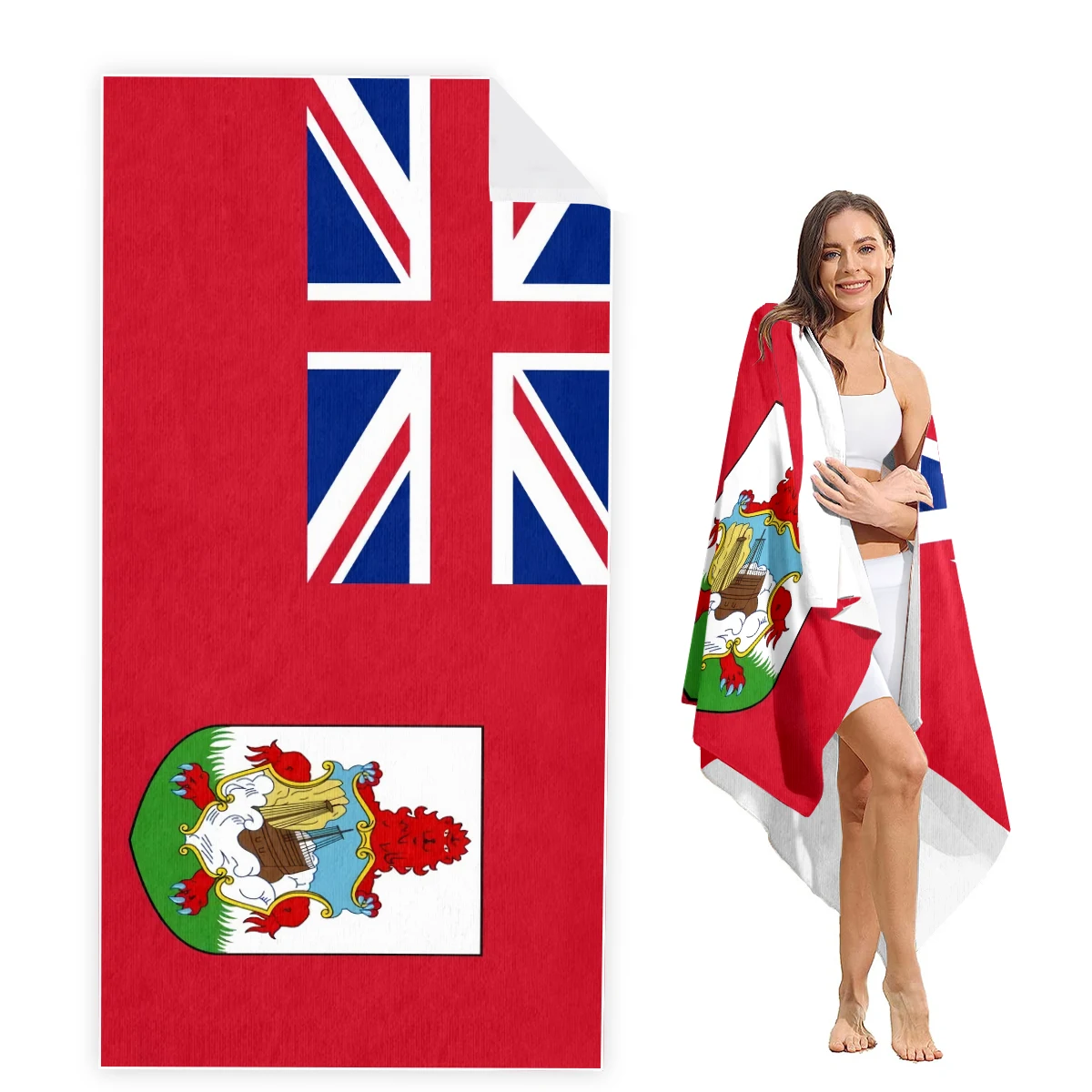 Бермудский Флаг Пляжное Полотенце огромное супер впитывающее без песка толстое