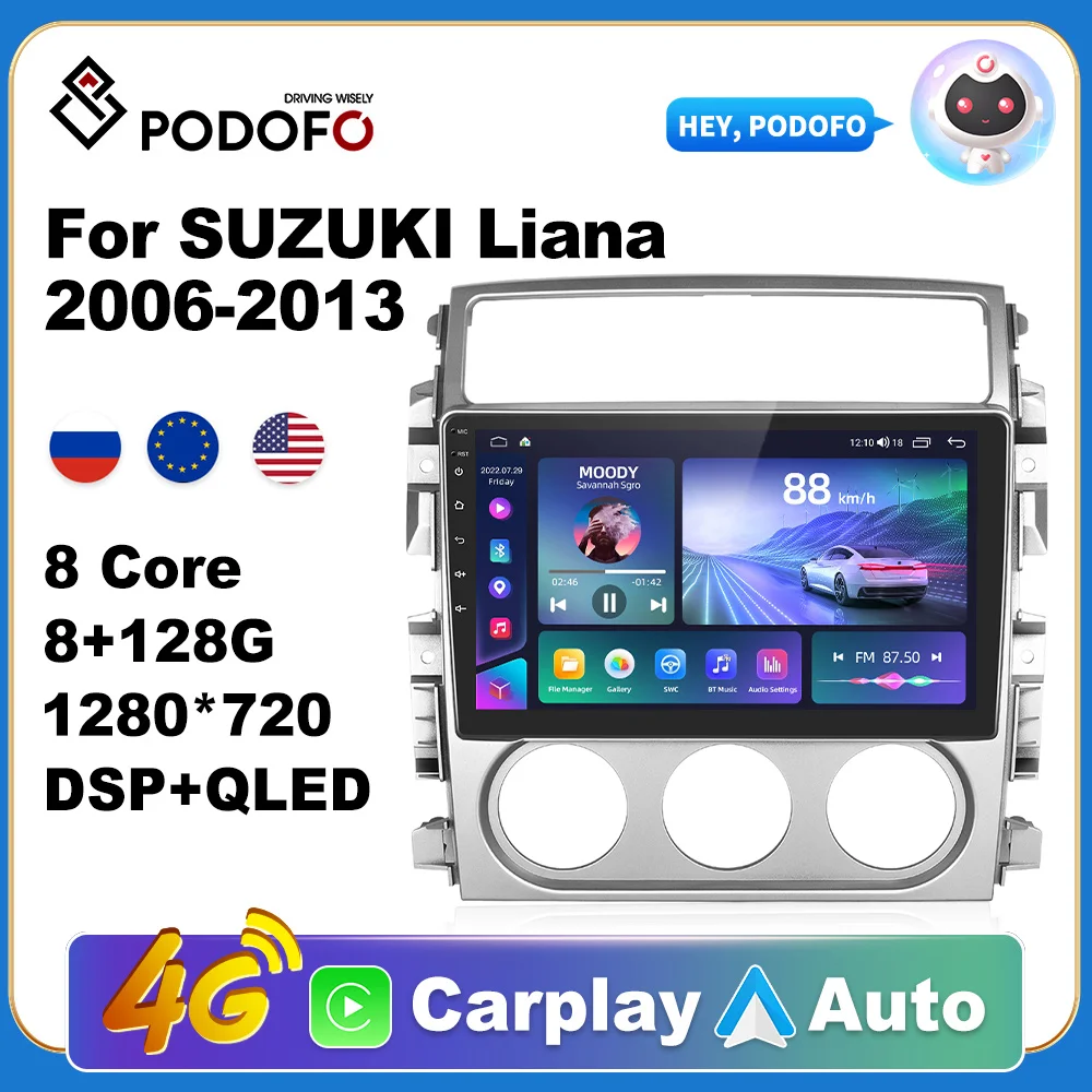 

Car Android CarPlay Radio Multimedia Player For SUZUKI Liana 2006-2013 2 Din Autoradio Video AI Voice GPS Navi 4G WiFi