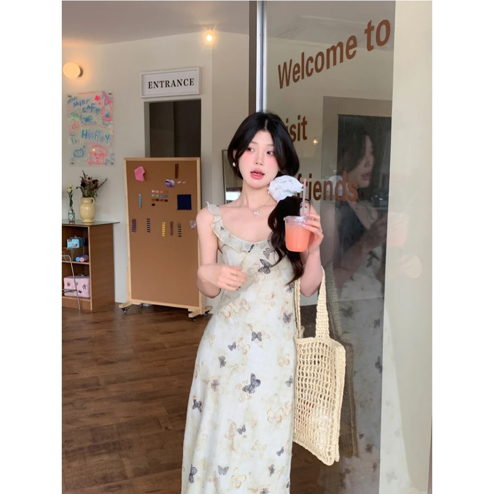 Женское ТРАПЕЦИЕВИДНОЕ ПЛАТЬЕ с принтом летнее облегающее длинное платье на