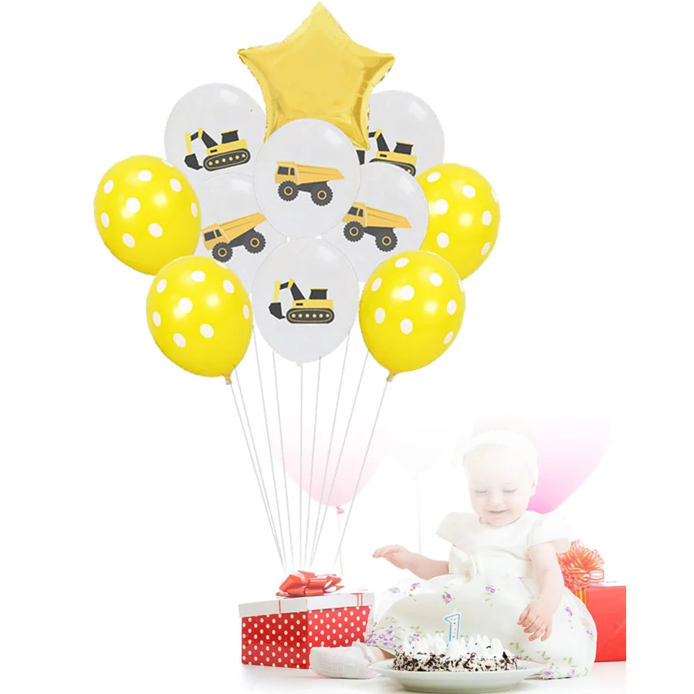 

22pcs Excavator Truck Balloon Set Polka Dot Latex Balloon for Classroom Party Boy Birthday Wedding Party