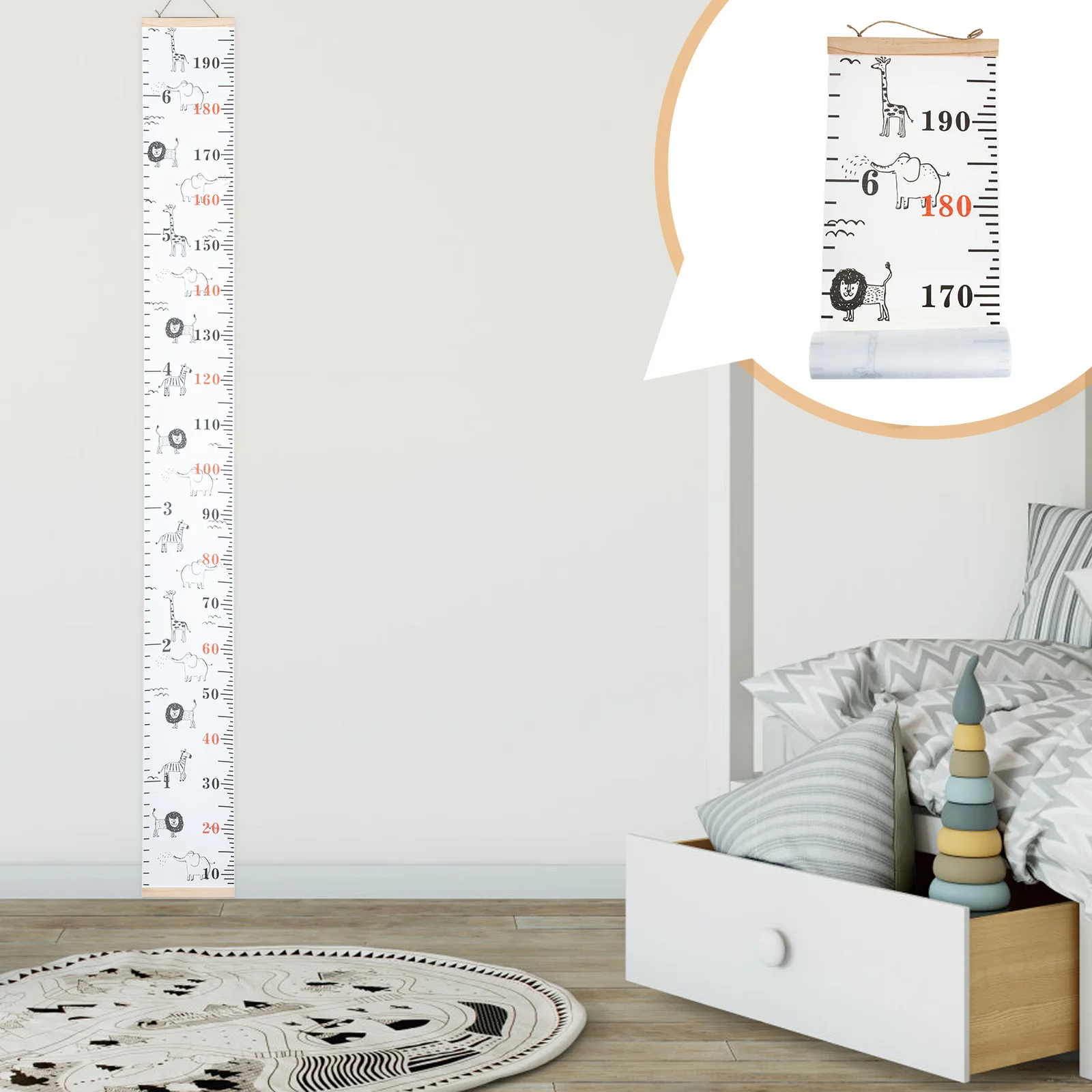 

Height Ruler Growth Chart Wall Child Baby Decor Kids Measurement Cartoon Stickers Peeling Canvas