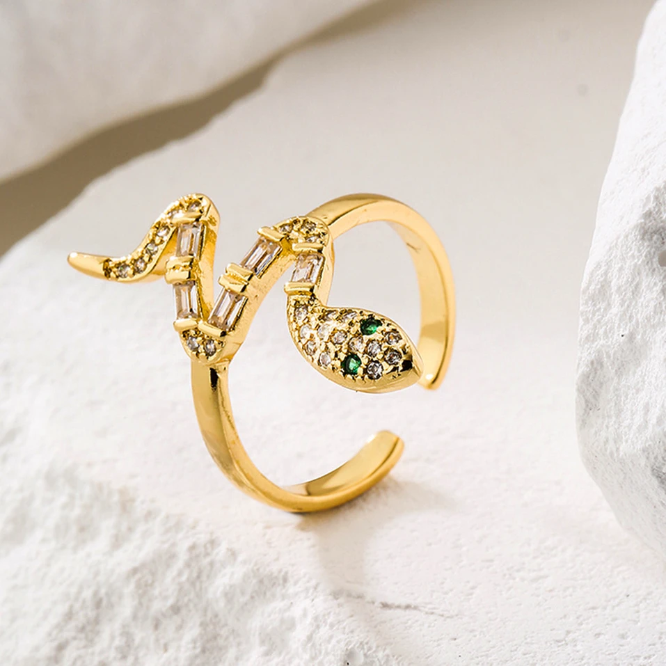 

Personality 18K Zircon Snake Open Ring for Woman Party Casual