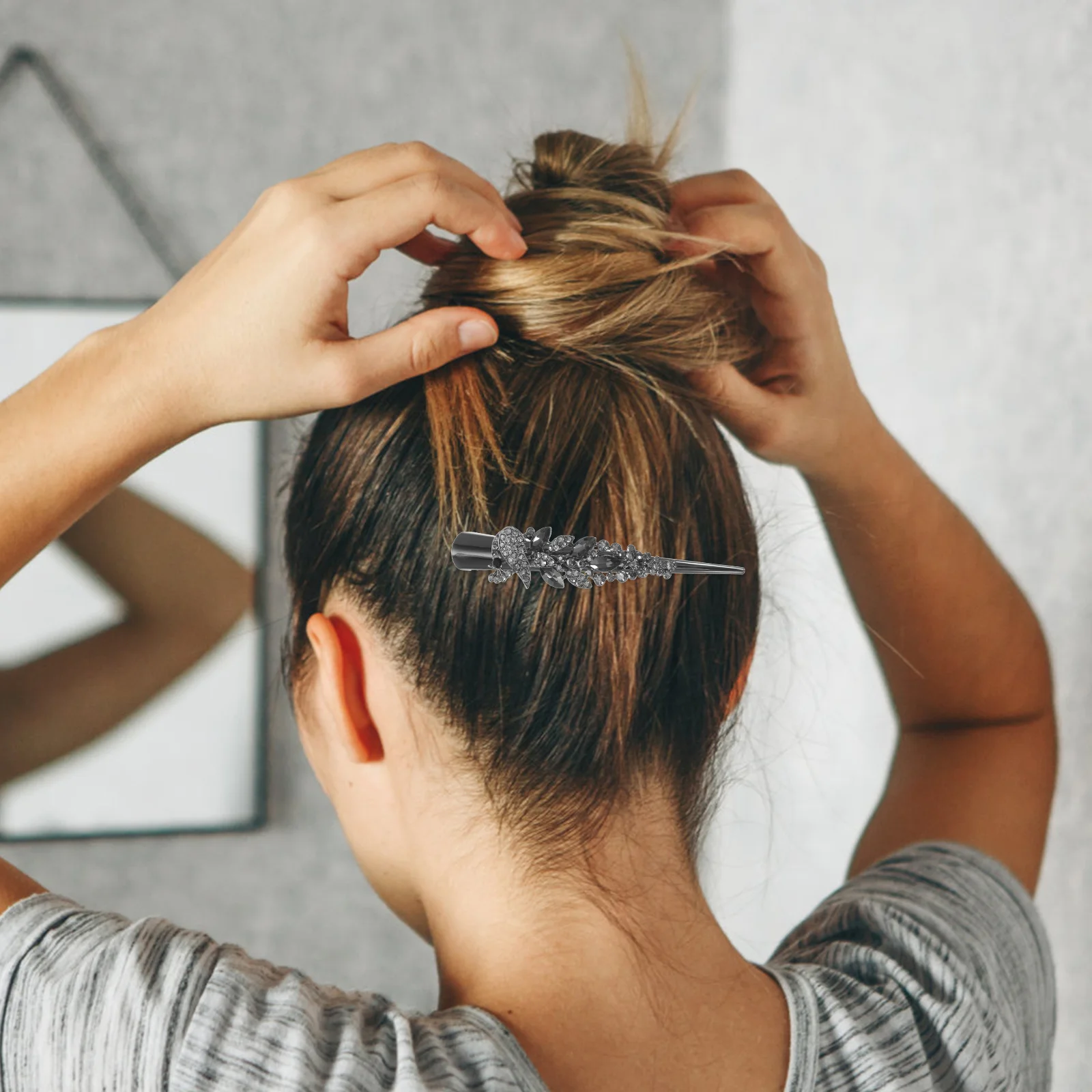 

Fancy Clips Women Duck Billed Hair Sparkly Glitter Rhinestone Barrettes Fine Hairpin Alligator Thick