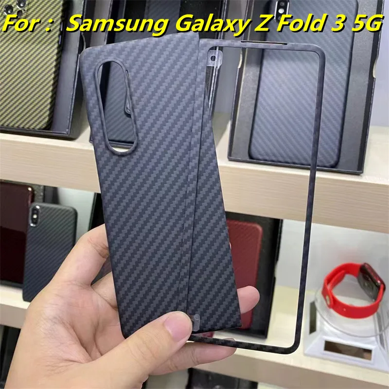 Really Carbon Fiber Case for Samsung Galaxy Z Fold3 Carbon Fiber Case Aramid Fiber Cover Galaxy Z Fold3 5G Ultra-thinPhoneCase