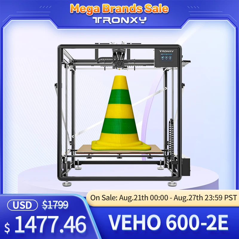 Veho-600-2e Large Size 600*600*600mm Multicolor 2-in-1-out Dual Extruder Dual-axis Guide Railway