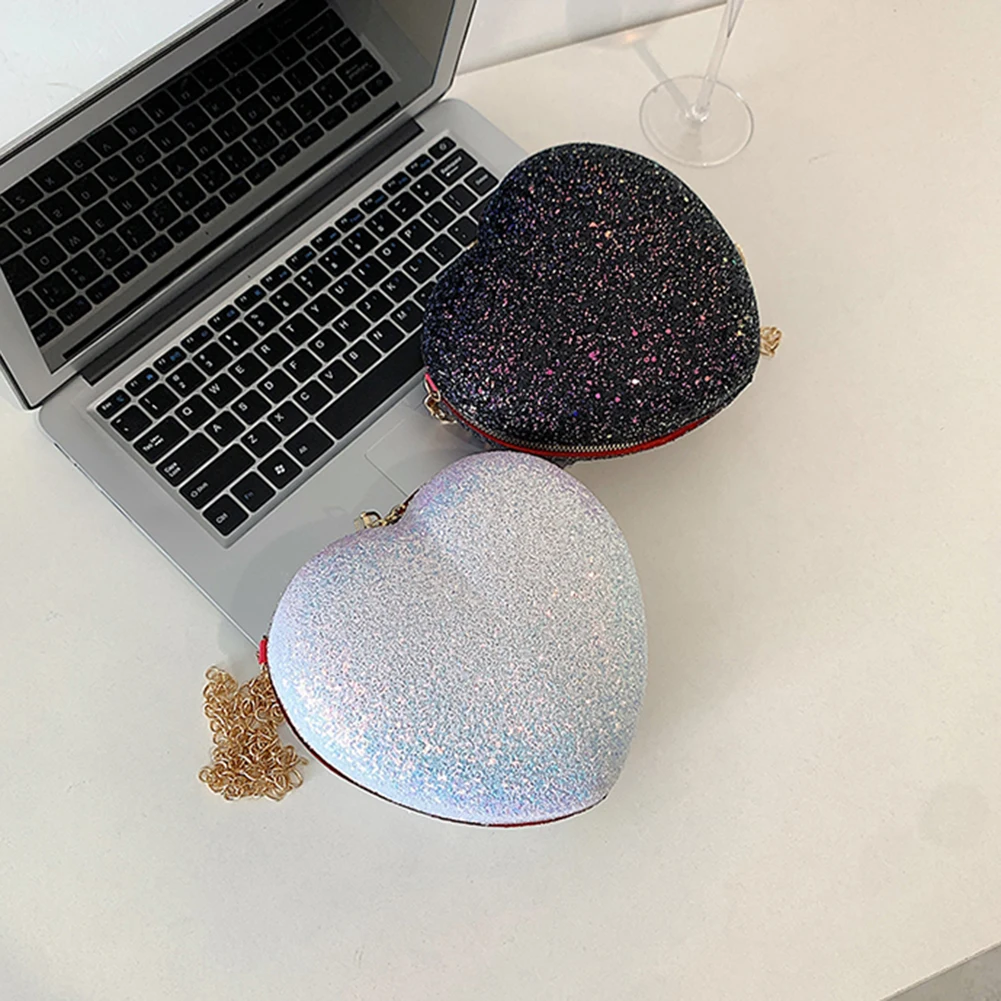 

Sequins Heart-Shaped Small Shoulder Crossbody Bags Satchel Handbags for Women Outdoor Business Traveling Handbags