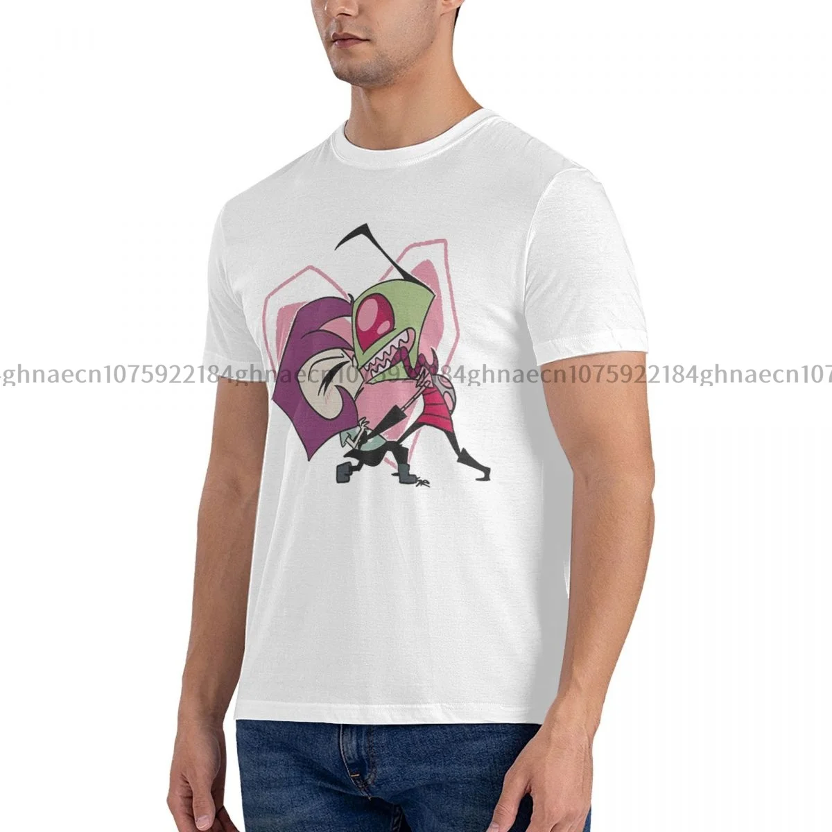 

Мужская рубашка с принтом LOVE TO Invader Zim, хлопковая одежда с графическим рисунком, повседневные футболки с коротким рукавом, футболка с идеей подарка
