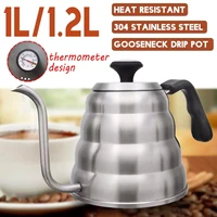 1 21l stainless steel coffee pot with thermometer long spout kettle gooseneck drip coffee kettle thermo maker pour over teapot