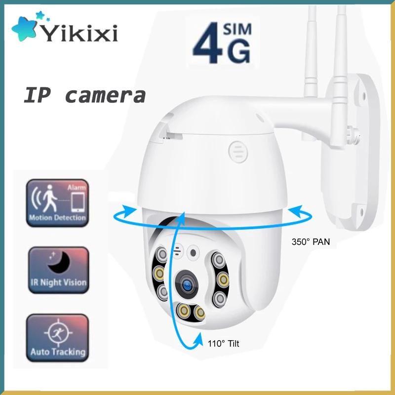 

IP Security Camera 4G Wireless Wi-Fi 1080p HD PTZ CCTV Night Color GSM CCTV with SIM ICSee Security Surveillance Audio Recorder