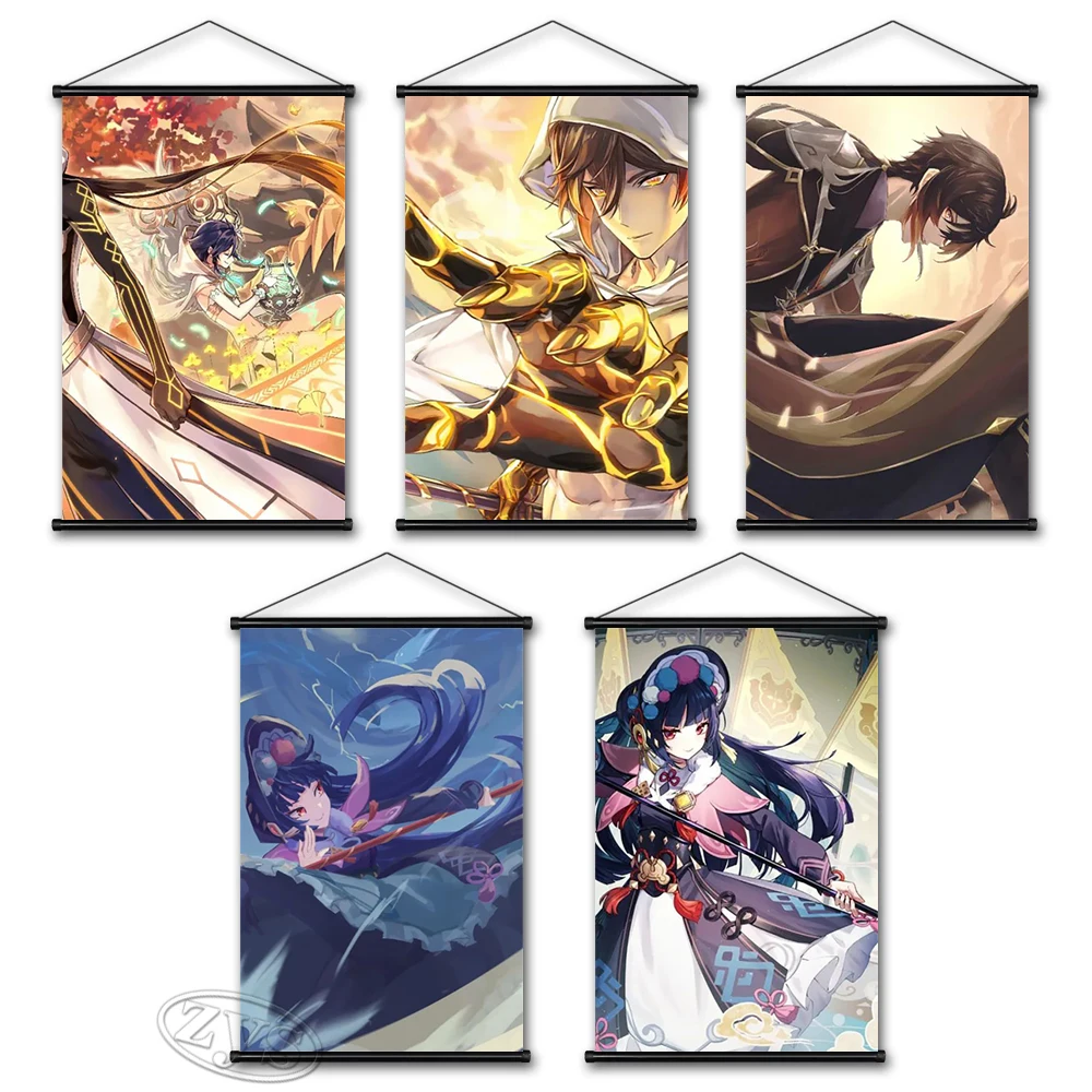 

Genshin Impact Poster HD Bennett Canvas Print Amber Painting Game Hanging Scrolls Art Wall Lisa Picture Home Decor Background