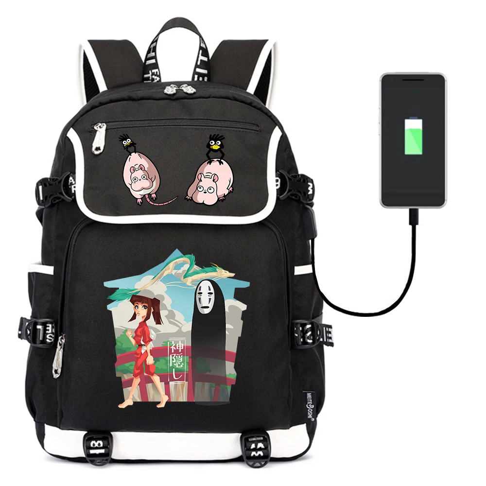 

Anime Spirited Away Casual Packsack Teenagers Rucksack Unisex Travel Laptop Bag USB Charging Backpack Student Zipper Schoolbag
