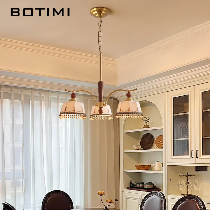 BOTIMI французская медная люстра с керамическими абажурами для жизни в стиле ретро