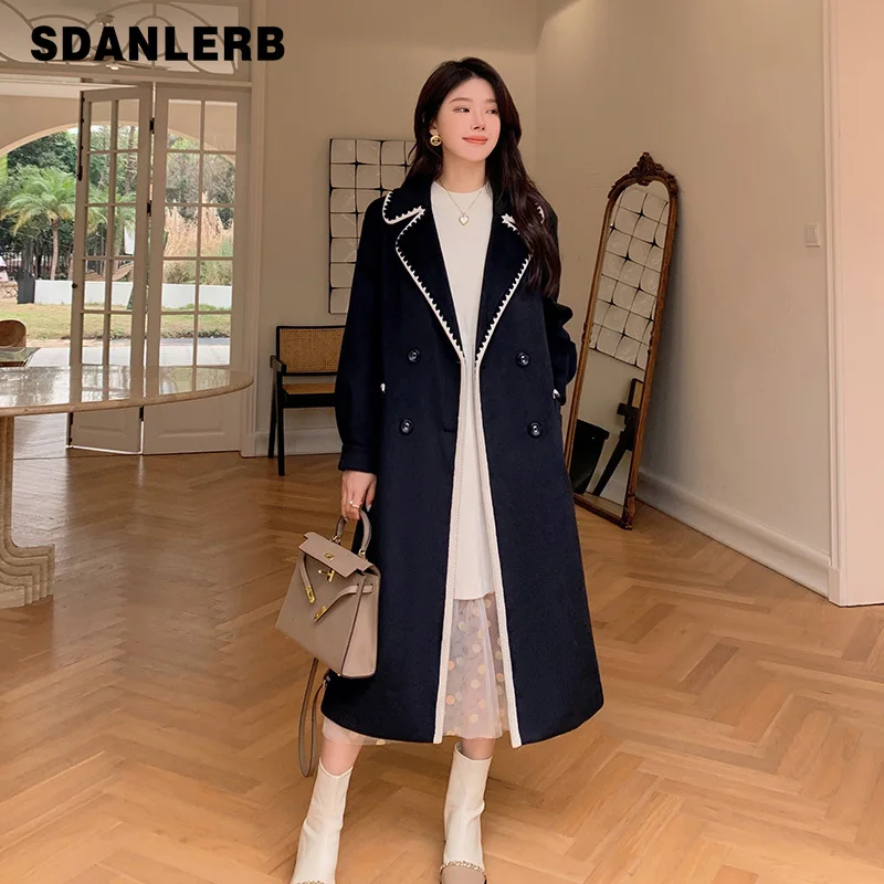 

Oversize Women's Clothing Mid-Length Below The Knee Woolen Coat Winter New Goddess Temperament Slimming Elegant Woolen Overcoat