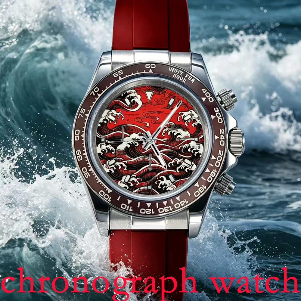 Фото Новые мужские часы Luxury Creative Waves VK63, 39.3 мм, хронограф, водонепроницаемость 10ATM №1