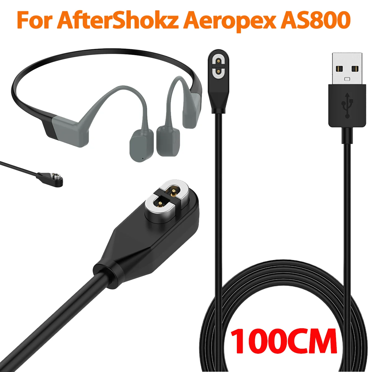 Фото Зарядное устройство для часов Shokz Aeropex AS800, зарядный шнур, кабель для зарядного устройства, магнитная док-станция, аксессуар 100 см №1