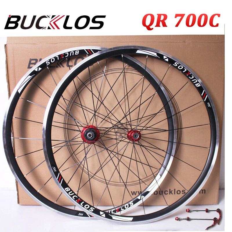 

Колесная пара BUCKLOS 700c для переднего и заднего дорожного велосипеда, колеса с V-образным тормозом, 5 подшипников, алюминиевая стандартная для ...