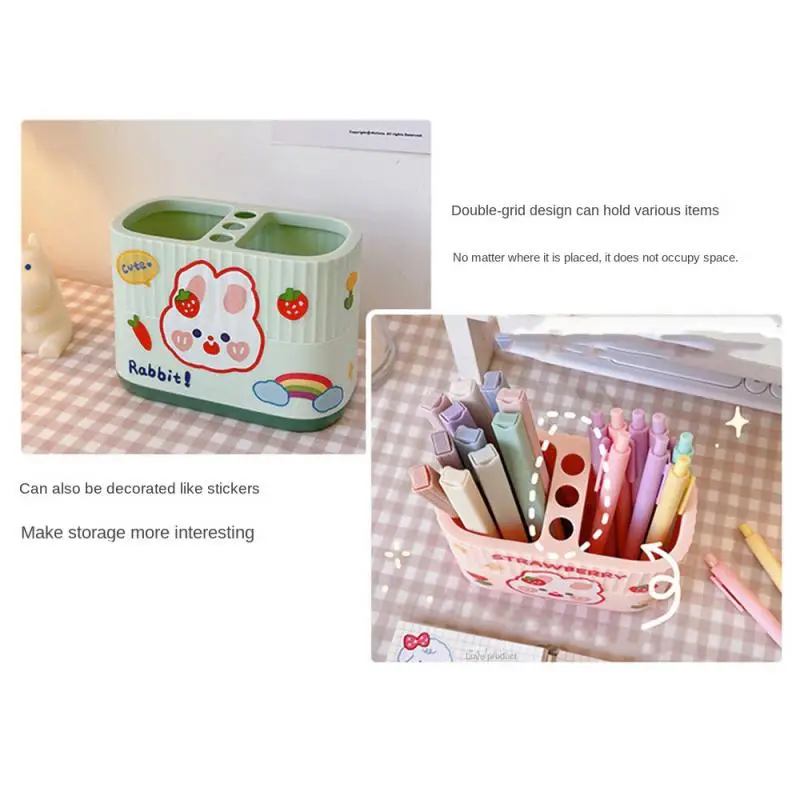

Originality Stationery Organizer High-capacity Double Grid Design Stationery Storage Box Classified Storage Table Storage Items