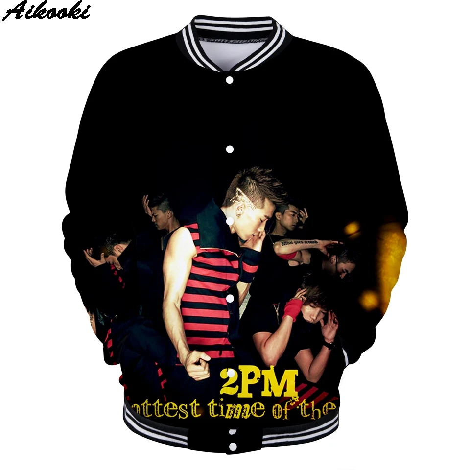 

Popular3D Baseball Jacket Singer 2PM Sweatshirts Men Women Hip Hop Jacktes Boy Girl 3D Sweatshirt 2PM Button Baseball Jackets