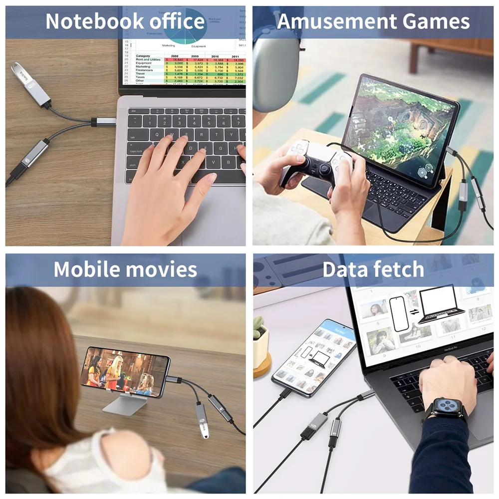 

Phone Adapter 2in1 Fast Charging Cable Otg Adapter With Usb Female Splitter Adapter Charging Port For Laptop Phone U Disk New