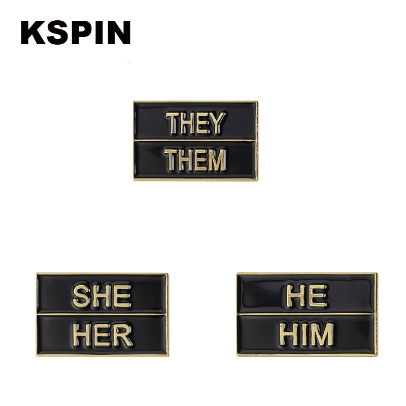 

THEY THEM SHE HER HE HIM Pins Badge Brooch Badges on Backpack Pin Brooch