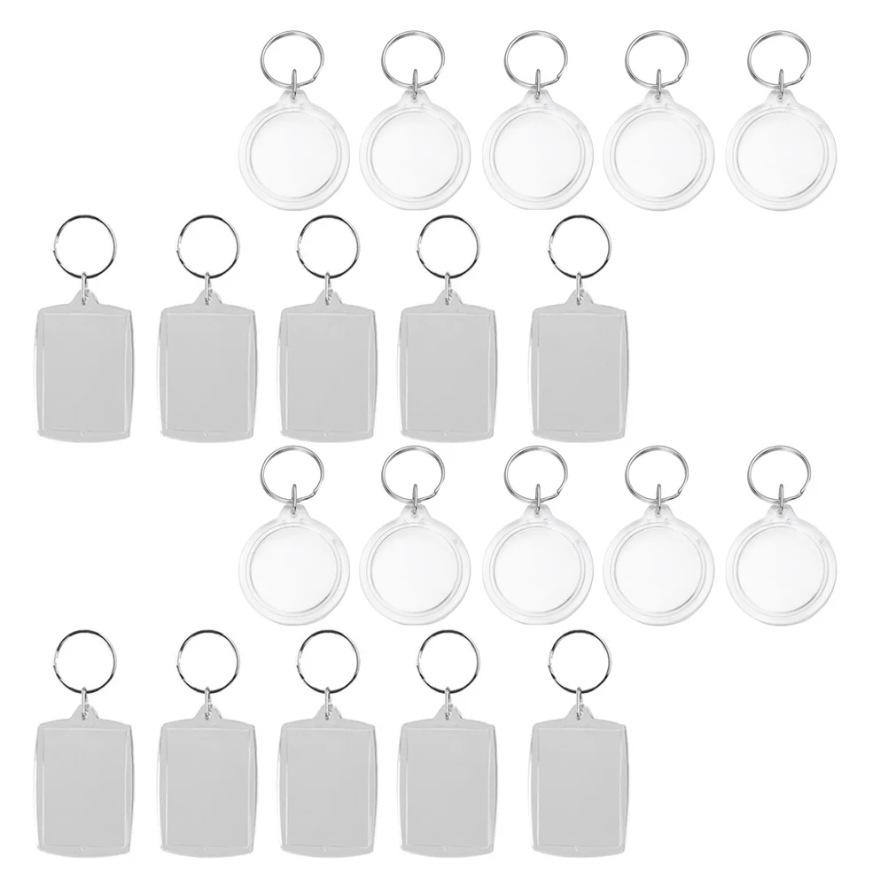 

100Pcs Photo Frame Round Key Ring Keychain Square Acrylic Key Chain Key Holder DIY Gift