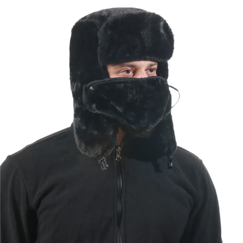 

Winter Warm Soviet Army Military Bomber Hat Men Women Russia Ushanka Hats Faux Rabbit Fur Earflap Snow Caps Trapper Hats