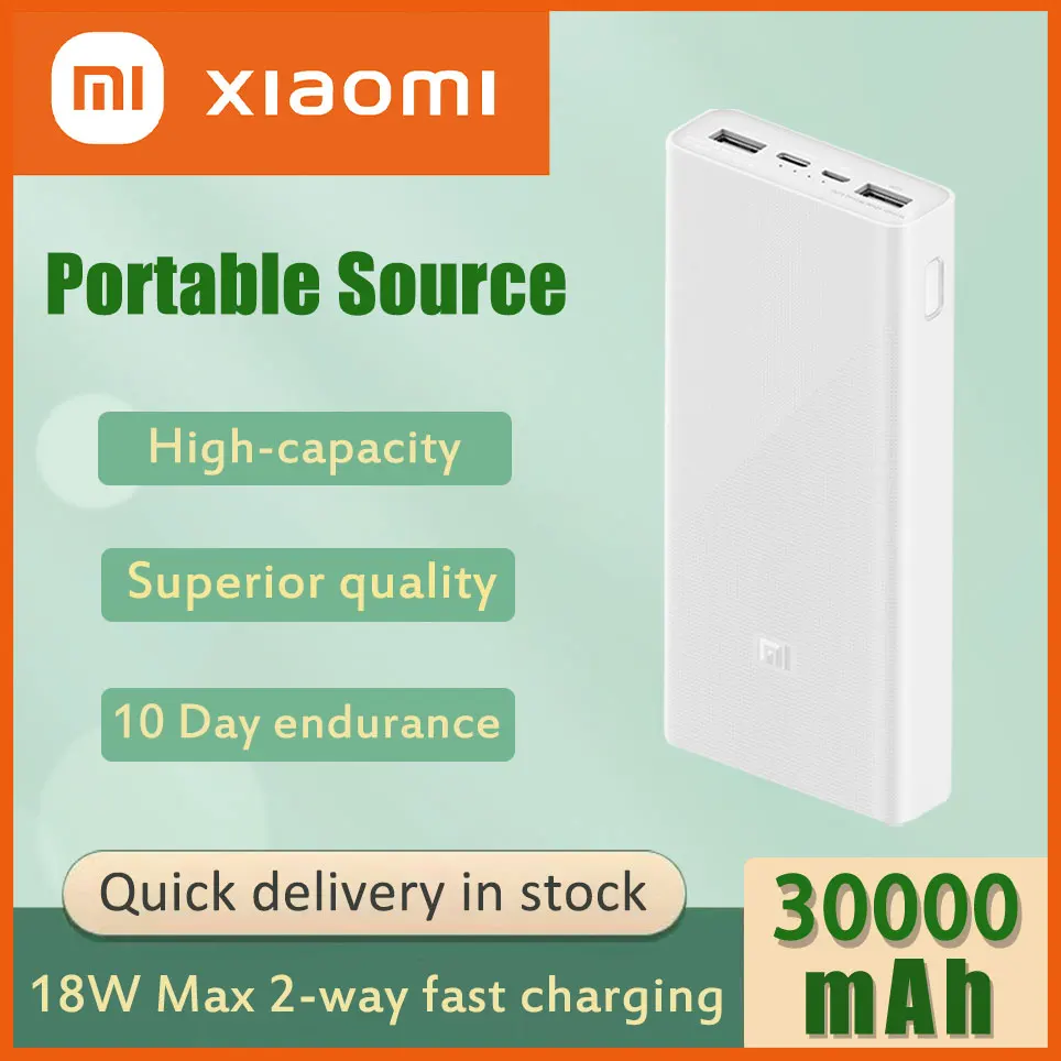 

Xiaomi30000mAh Power Pack 3 PB3018ZM USB C-type 18W Fast Charging Portable 30000mAh Xiaomi Power Pack External Battery Poverbank