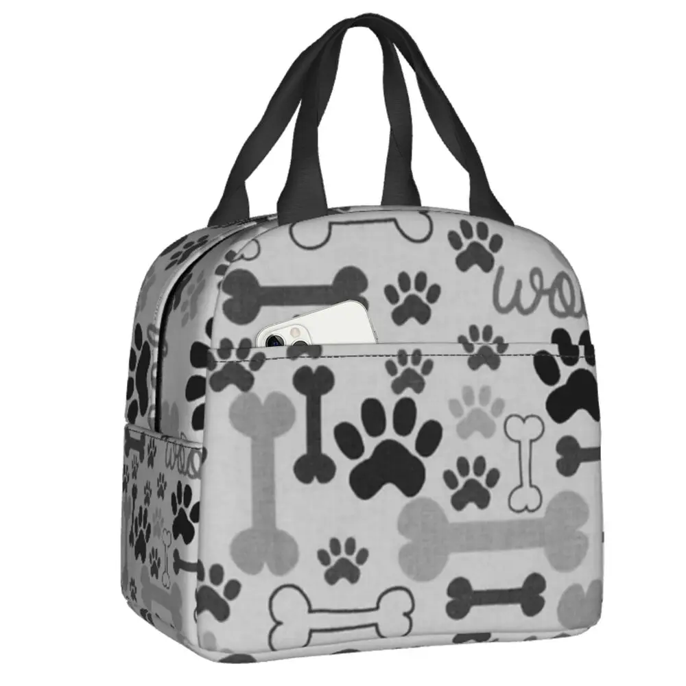 

Hot Sale Dog Bones And Paw Print Lunch Box Leakproof Cooler Thermal Food Insulated Lunch Bag Work Picnic Bento Box