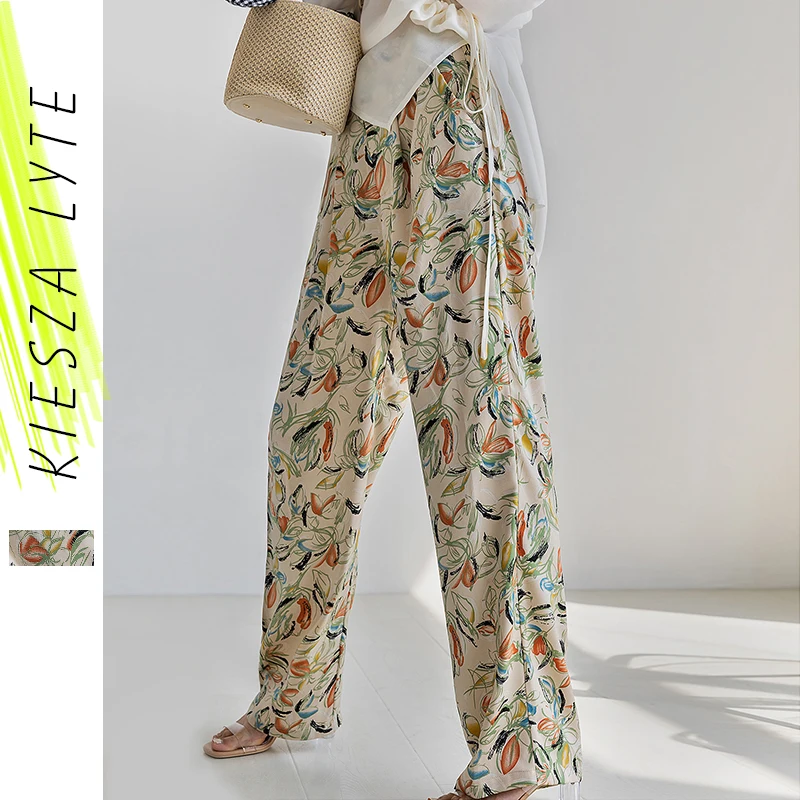 

Женские брюки Лето 2022 новые тонкие повседневные Прямые свободные брюки с принтом элегантные женские брюки