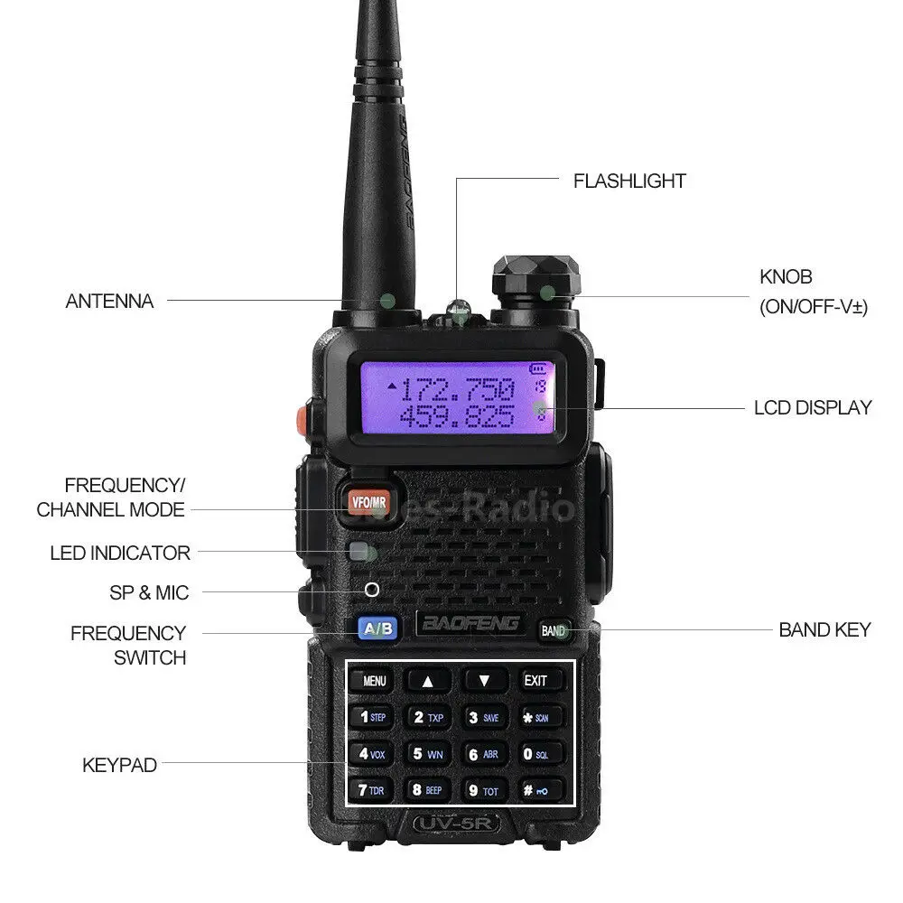 4X BaoFeng walkie talkie UV-5R two way cb radio upgrade version baofeng uv5r 128CH 5W VHF UHF 136-174Mhz & 400-520Mhz