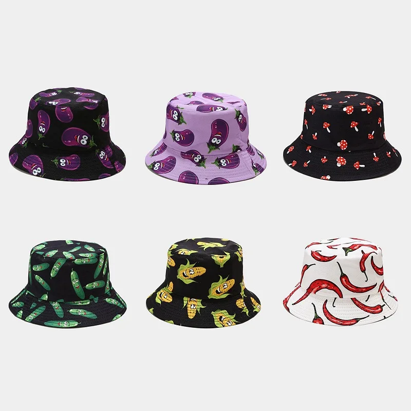 2022 New Printed Fisherman Hat Female Summer Outdoor Sun Hat Basin Hat Men's Bucket Cap Outdoor Windproof Visor