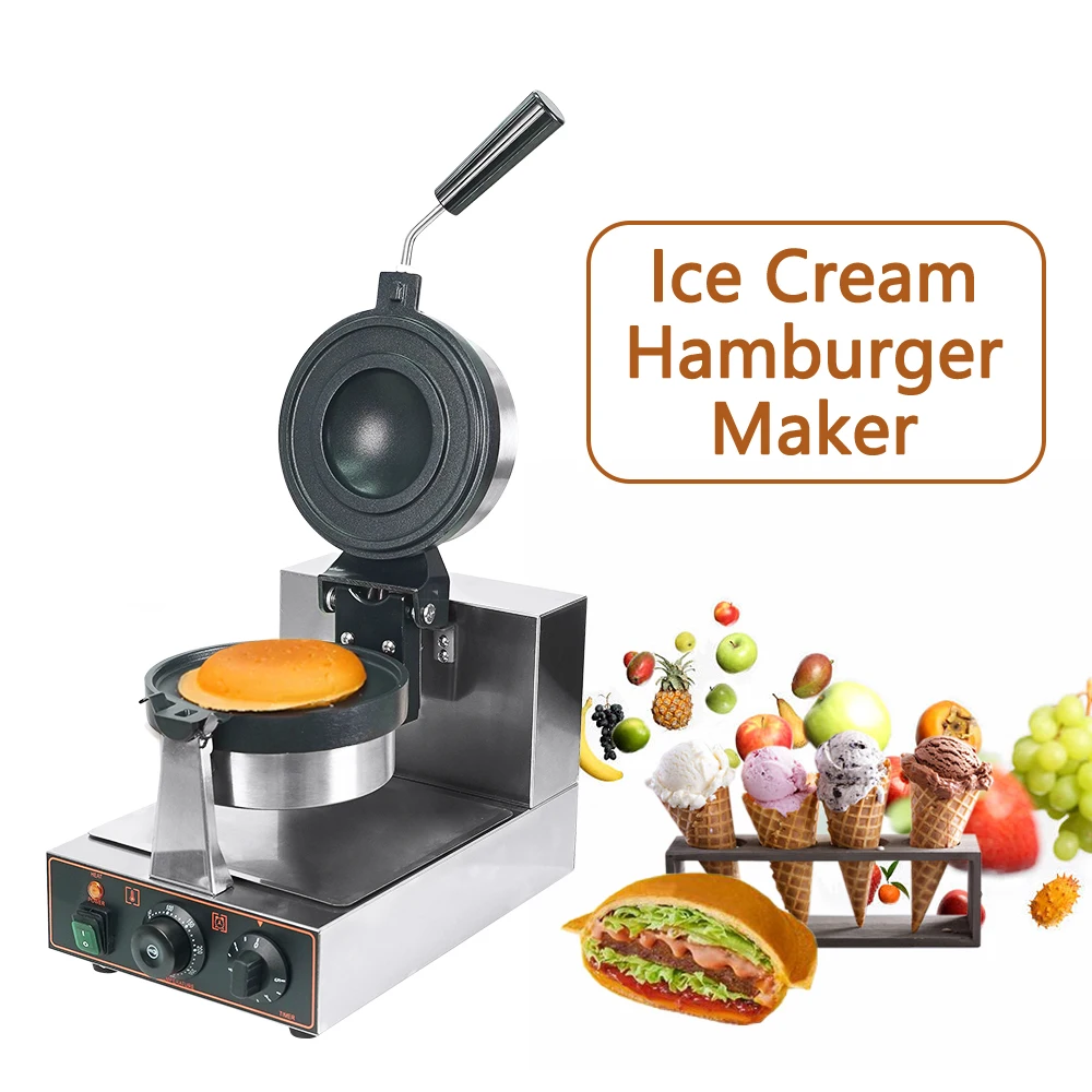 

Electric Ice Cream Waffle Maker Stuffed Burger Press Waffle Cake Baker Pancake Cooker Breakfast Machine 1200W Hamburger Tools