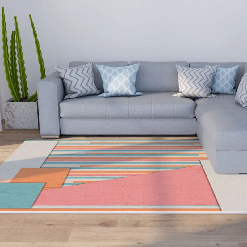 

Modern Geometric Print Pattern Carpet High Quality Light Luxury Comfortable Living Room Large Area Carpet Decor Girl Bedroom