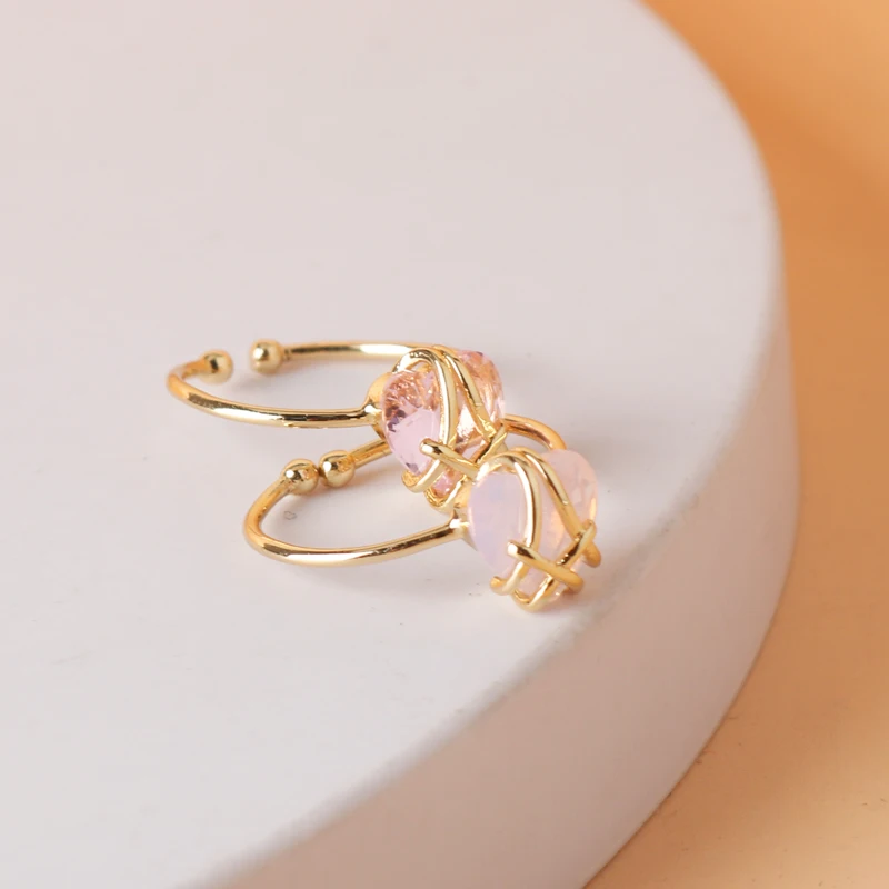 

Simple Heart Pink Crystal Ring For Women Female Finger Rings Romantic Birthday Gift For Girlfriend Fashion Zircon Stone Jewelry